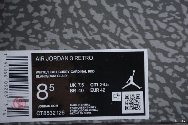 Cheap BK red ct8532-126 retro 3 jordan cardinal 1124